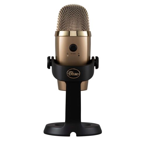  Blue Microphones Blue Yeti Nano Premium USB Microphone (Cubano Gold) with Tascam TH-03 Closed Back Over-Ear Headphones, Knox Gear Boom Scissor Arm and Pop Filter