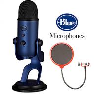 Blue Microphones BLUE MICROPHONES Yeti USB Microphone Four Pattern Midnight Blue (Yeti Midnight Blue) with Universal Pop Filter Microphone Wind Screen with Mic Stand Clip