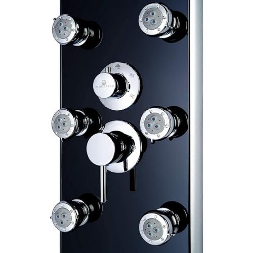  Blue Ocean ™ 52” Aluminum SPA392B Black Shower Panel Column Tower with Rainfall Shower Head, 8 Multi-functional Nozzles