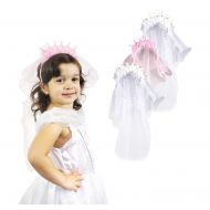 Blue Panda Princess Dress Up - 4 Pack Tiara Headbands with Lace Veil, 2 of Each