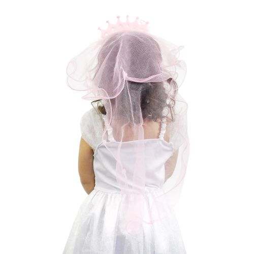  Blue Panda Princess Dress Up - 4 Pack Tiara Headbands with Lace Veil, 2 of Each