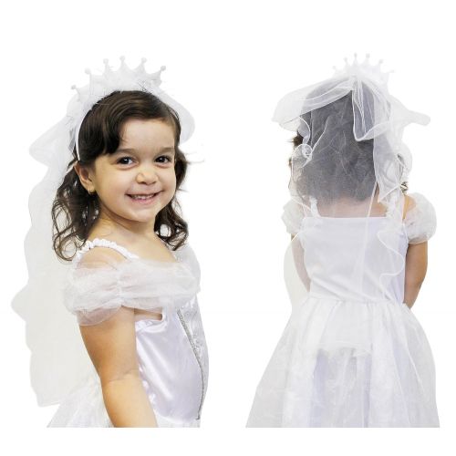  Blue Panda Princess Dress Up - 4 Pack Tiara Headbands with Lace Veil, 2 of Each