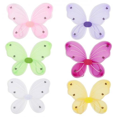  Blue Panda 6 Pack Girls Butterfly Fairy Costume Wings for Kids Pretend Play Dress up in 6 Colors