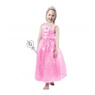 Blue Panda Princess Dress - Pink Princess Costume with Wand and Tiara for Girls