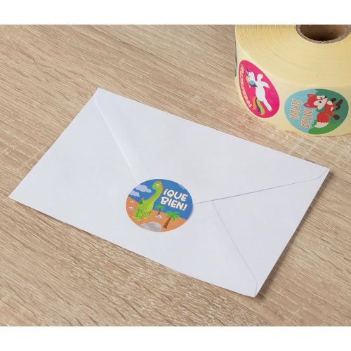  [아마존베스트]Blue Panda Reward Stickers - 1000-Count Spanish Encouragement Sticker Roll for Kids, Motivational Stickers with Cute Animals for Students, Teachers, Classroom Use, 8 Designs, 1.5 I