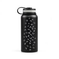 Blue Pearl Armenian Alphabet Personalized Gifts Customized Travel Bottle, Thermos, BPA Free, Sports Bottle, Vacuum Insulated Black Steel wide Mouth Water Bottle, Travel Flask, 41 Oz.Gym Bottl