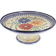 Blue Rose Polish Pottery Autumn Burst Cake Plate