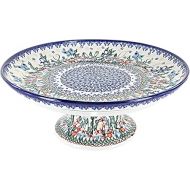 Blue Rose Polish Pottery Garden Of Eden Cake Plate