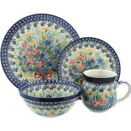 Blue Rose Polish Pottery Day Lily Bouquet 16 Piece Dinner Set