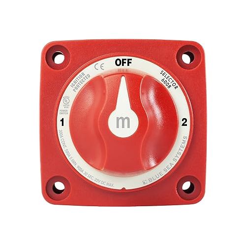  Blue Sea Systems 6008 m-Series Battery Switch 3 Position Selector, Red