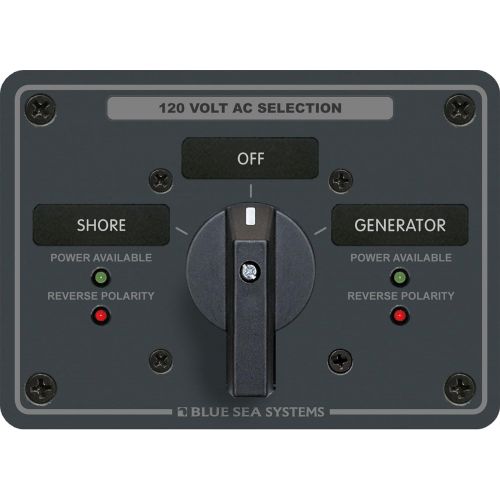  Blue Sea Systems AC Rotary Switch Panel 65 Ampere 2 positions + OFF, 2 Pole