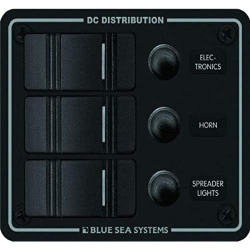  Blue Sea Systems Water Resistant Circuit Breaker Panel 3 Position-Black