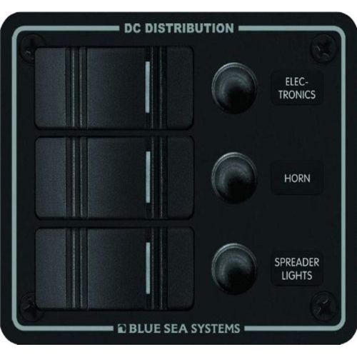  Blue Sea Systems Water Resistant Circuit Breaker Panel 3 Position-Black