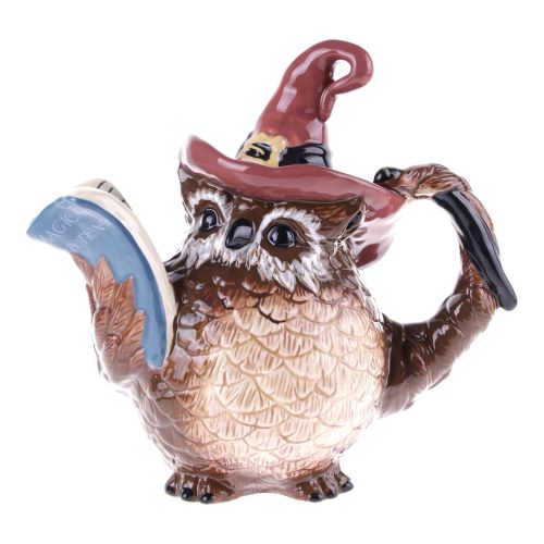  Blue Sky Ceramic Halloween Witch Owl Teapot, 10 x 6 x 9.25