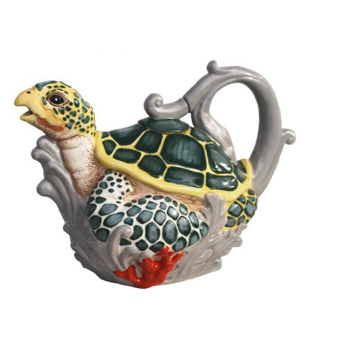  Blue Sky Ceramic 17670 Sea Turtle Teapot, Multicolor