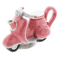 Blue Sky Ceramics Decorative Ceramic Tea Pot Pink Vespa-Style Motorcycle Scooter