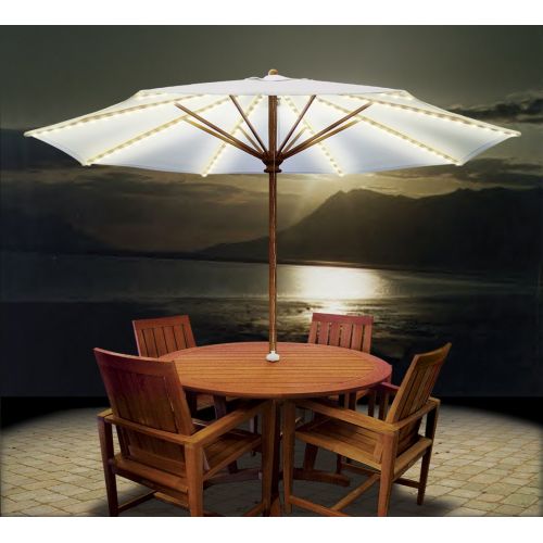  Blue Star Group Brella Lights - Patio Umbrella Lighting System with Power Pod & 8 Rib, White