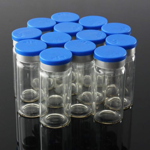  Blue Stones Clear Injection Glass Vial with Flip Off Caps & Stopper Small Medicine Bottles Experimental Test Liquid Containers