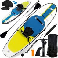 Inflatable Crossover Stand Up Paddle Board/Kayak Kit - Pump, Backpack, Coil Leash, Paddles, Detachable Seat, SUP 300 Pound Limit, 10 Feet by 32 Inches