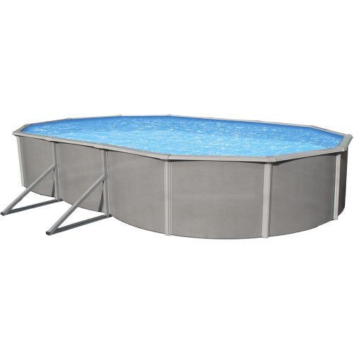  Blue Wave Belize 15-Feet by 30-Feet Oval 52-Inch Deep 6-Inch Top Rail Metal Wall Swimming Pool Package