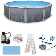 Blue Wave Martinique 24-Feet Round 52-Inch Deep 7-Inch Top Rail Metal Wall Swimming Pool Package