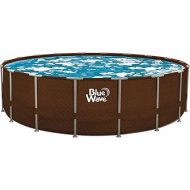 Blue Wave Mocha Wicker 24-ft Round 52-in Deep Swimming Pool Package with Cover