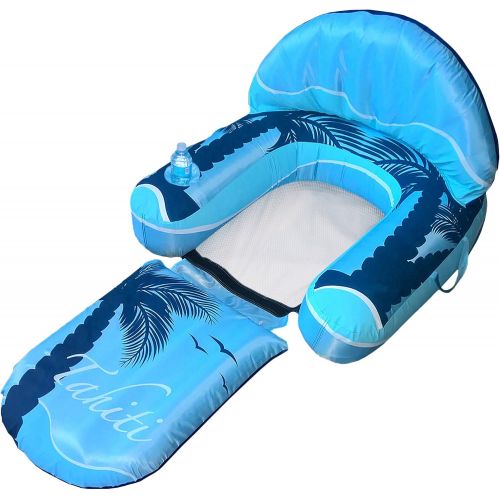  Blue Wave Drift + Escape Inflatable Pool Lounger, Blue