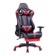 Blue Whale Gaming Chair PC Computer Gaming Chair with Footrest Ergonomic Gamer Office Chair High Back Racing Game Chair Reclining Leather Desk Chair with Detachable Headrest and Lu