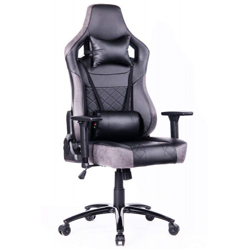  Blue Whale Big and Tall Gaming Chair PC Computer Video Gaming Chair with Massage Lumbar Cushion Ergonomic Gamer PU Leather Chair High Back Office Desk Reclining Chair with Heavy Du