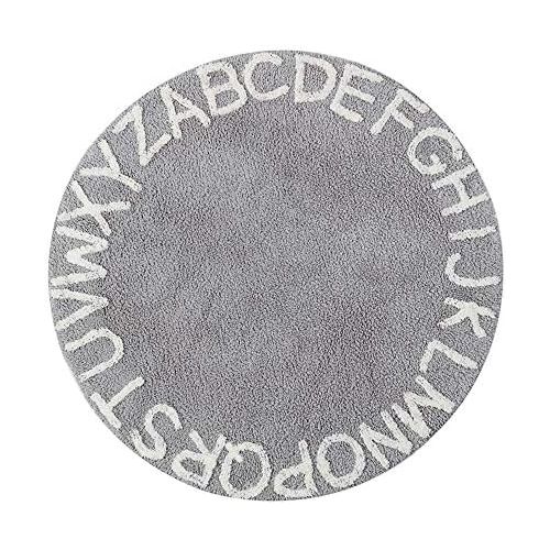  Blue page Round Kids Playroom ABC Rug - Soft Alphabet Nursery Rug for Bedroom - Playtime Collection, Learning & Game Carpet for Classroom, Best Shower Gift for Infant Toddlers (47, Grey Whit