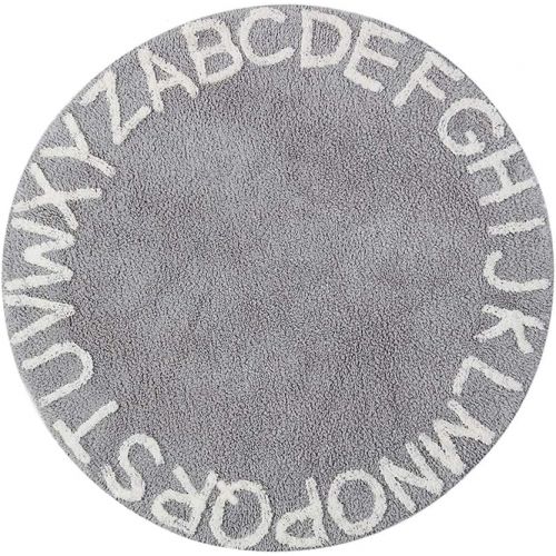  Blue page Round Kids Playroom ABC Rug - Soft Alphabet Nursery Rug for Bedroom - Playtime Collection, Learning & Game Carpet for Classroom, Best Shower Gift for Infant Toddlers (47, Grey Whit