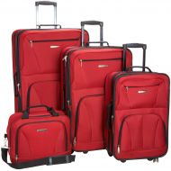 BlueCosto Rockland Luggage Skate Wheels 4 Piece Luggage Set, Red, One Size