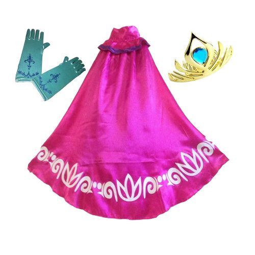  BlueField Swaroser Elsa Coronation Costume Girls Long Cape Cloak with Gloves and Crown