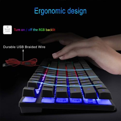  [아마존베스트]BlueFinger RGB Gaming Keyboard and Backlit Mouse Combo, USB Wired Backlit Keyboard, LED Gaming Keyboard Mouse Set for Laptop PC Computer Game and Work