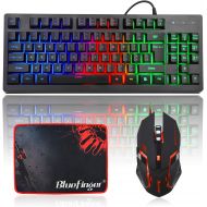 [아마존베스트]RGB 87 Keys Gaming Keyboard and Backlit Mouse Combo,BlueFinger USB Wired Rainbow Keyboard,Gaming Keyboard Set for Laptop PC Computer Game and Work