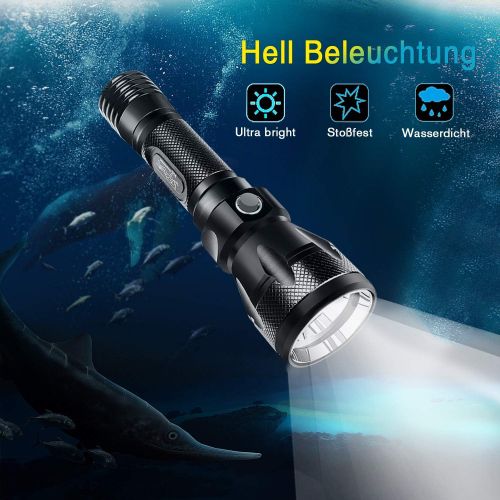  BlueFire Tauchen Taschenlampe, 1200LM XM-L2 LED Tauchlampe, Professionelle Helle Wasserdicht Sicherheit Unterwasser Lampe mit Handschlaufe