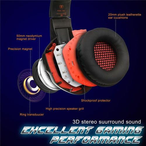  [아마존 핫딜]  [아마존핫딜]BlueFire Professional Stereo Gaming Headset for PS4, Xbox One Headphones with Mic and LED Lights for Playstation 4, Xbox One, PC (Blue)