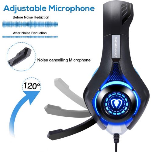  [아마존 핫딜]  [아마존핫딜]BlueFire Professional 3.5mm PS4 Gaming Headset Headphone with Mic and LED Lights for Playstation 4, Xbox one,Laptop, Computer (Blue)
