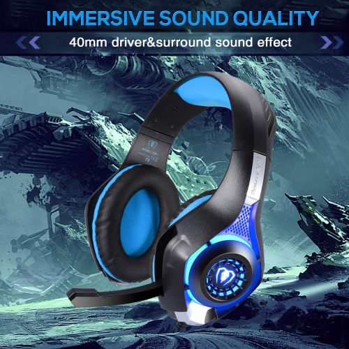  [아마존 핫딜]  [아마존핫딜]BlueFire Professional 3.5mm PS4 Gaming Headset Headphone with Mic and LED Lights for Playstation 4, Xbox one,Laptop, Computer (Blue)