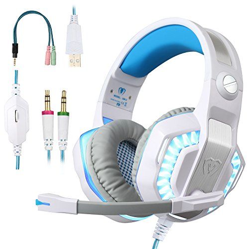  BlueFire Professional Stereo Gaming Headset for PS4, PS5,Xbox One Headphones with Mic and LED Lights for Playstation 4, Xbox One, PC (White)