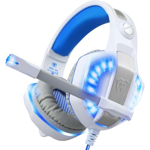  BlueFire Professional Stereo Gaming Headset for PS4, PS5,Xbox One Headphones with Mic and LED Lights for Playstation 4, Xbox One, PC (White)