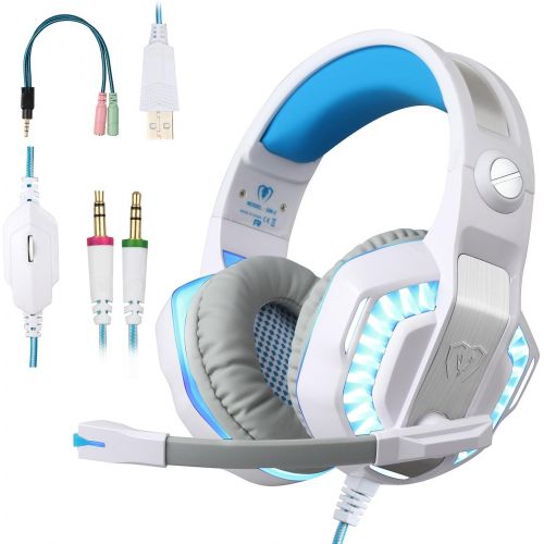  BlueFire Professional Stereo Gaming Headset for PS4, PS5,Xbox One Headphones with Mic and LED Lights for Playstation 4, Xbox One, PC (White)