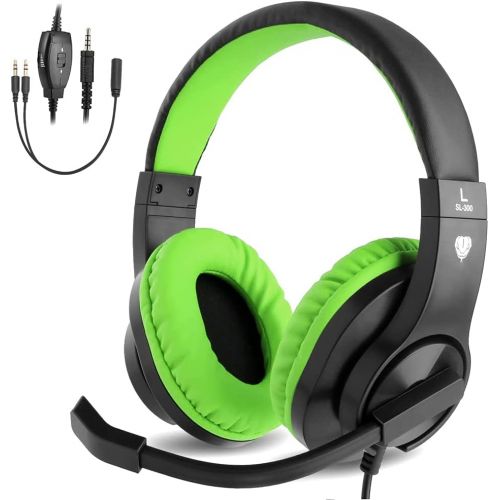  [아마존베스트]BlueFire 3.5mm Bass Stereo Over-Ear Gaming Headphone PS4 Gaming Headset with Microphone and Volume Control Compatible with PS4, New Xbox One, Xbox One S, Xbox One X, PC（Green）