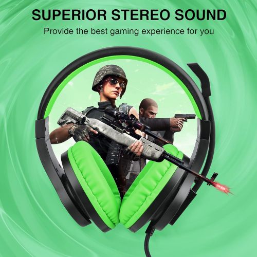  [아마존베스트]BlueFire 3.5mm Bass Stereo Over-Ear Gaming Headphone PS4 Gaming Headset with Microphone and Volume Control Compatible with PS4, New Xbox One, Xbox One S, Xbox One X, PC（Green）