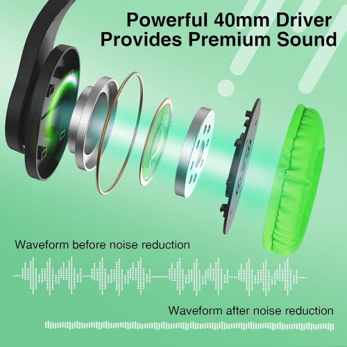  [아마존베스트]BlueFire 3.5mm Bass Stereo Over-Ear Gaming Headphone PS4 Gaming Headset with Microphone and Volume Control Compatible with PS4, New Xbox One, Xbox One S, Xbox One X, PC（Green）