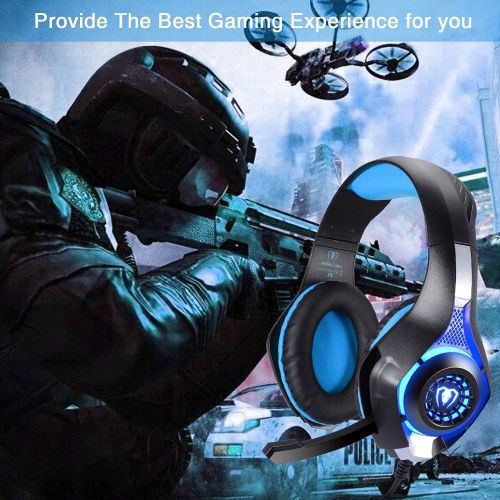  [아마존베스트]BlueFire Professional 3.5mm PS4 Gaming Headset Headphone with Mic and LED Lights for Playstation 4, Xbox one,Laptop, Computer (Blue)