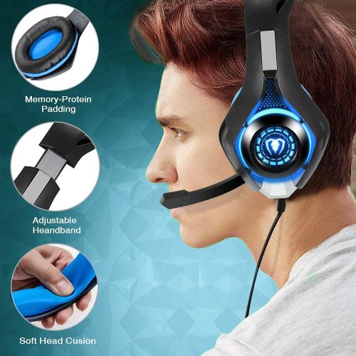  [아마존베스트]BlueFire Professional 3.5mm PS4 Gaming Headset Headphone with Mic and LED Lights for Playstation 4, Xbox one,Laptop, Computer (Blue)