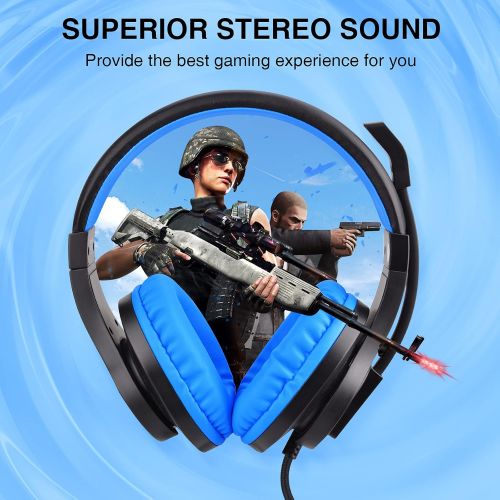  [아마존베스트]BlueFire 3.5mm PS4 Gaming Headset Bass Stereo Over-Ear Gaming Headphone with Microphone and Volume Control Compatible with PS4, New Xbox One, Xbox One S, Xbox One X, Nintendo Switc