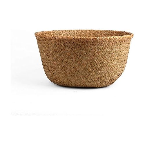  Woven Seagrass Belly Basket for Storage Plant Pot Basket and Laundry, Picnic and Grocery Basket (Medium, Original)