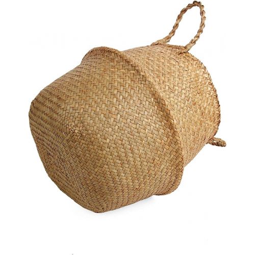  BlueMake Woven Seagrass Belly Basket for Storage Plant Pot Basket and Laundry, Picnic and Grocery Basket (Large, Original)